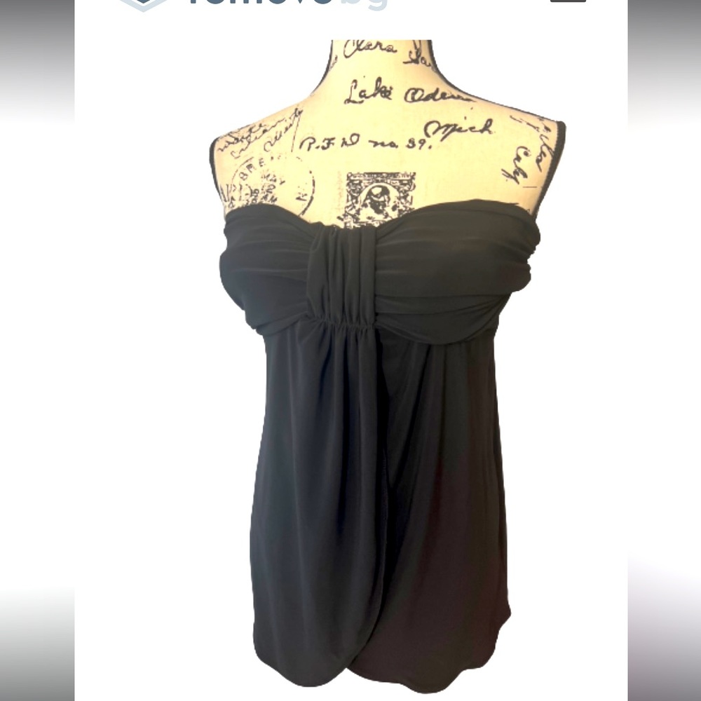 WHBM BLACK STRAPLESS TOP COVER UP OPEN STYLE STRETCH SIZE LARGE